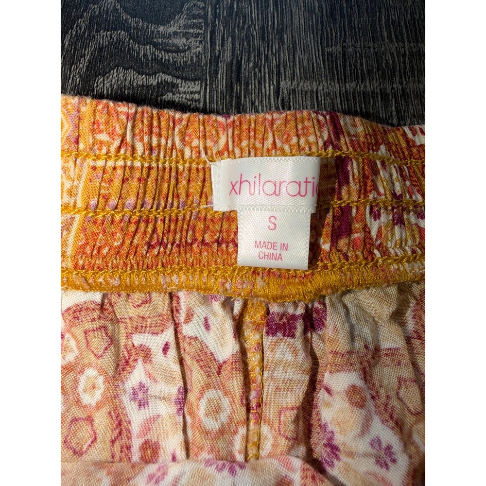 Xhilaration Wide Leg Patchwork Print Pants in Mustard, Rust & Purple - Picture 4 of 5